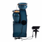 Teamson Home 28.74 in Solar 4-Tier Cascading Bowl Water Fountain With LED Lights - Navy