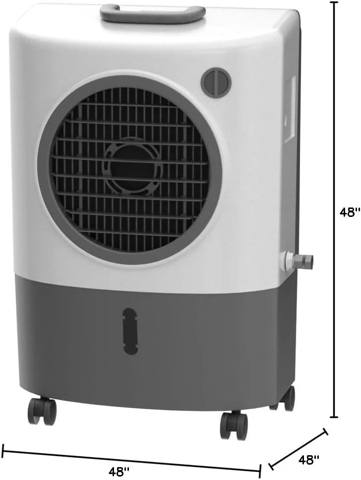 Hessaire Evaporative Air Cooler, 1300 CFM, 2-Speed Fan, 4.8-Gallon Tank, 53.4 dB, 500 Sq. Ft., White - MC18M