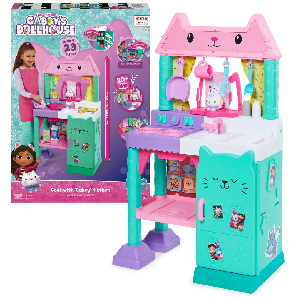 Gabby's Dollhouse Cakey Cat Kitchen Set For Kids, 3ft Tall With Sounds & Accessories