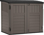 Suncast Horizontal Resin Storage Shed, 34 Cu Ft, Floor Included, Stoney Black