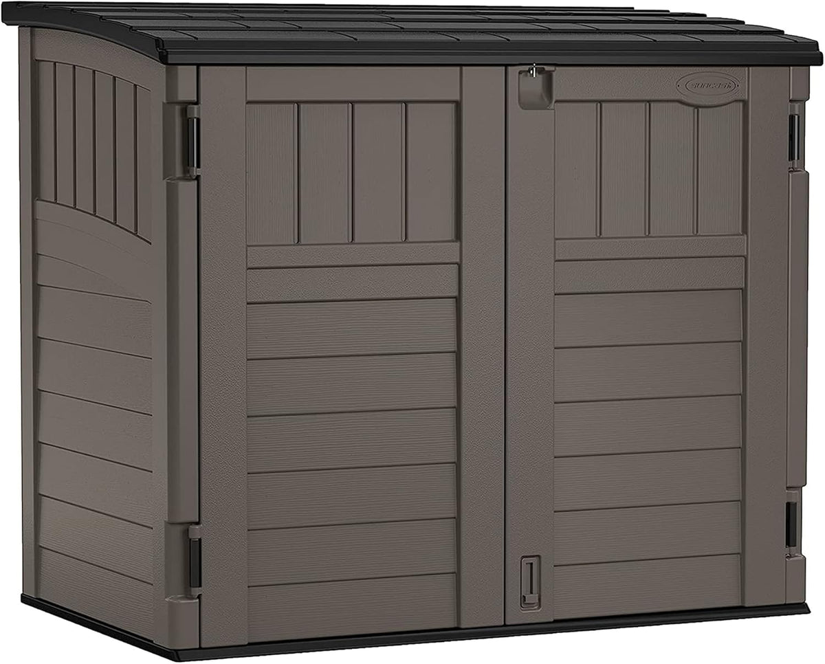 Suncast Horizontal Resin Storage Shed, 34 Cu Ft, Floor Included, Stoney Black