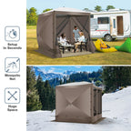 Hoteel Outdoor Pop-Up Gazebo Screen House 6x6ft With 4 Sidewalls And Mosquito Netting - Brown