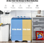 Costway Double Tub Washing Machine, 26 lb Capacity, 18 lb Wash, 8 lb Spin, Drain Pump