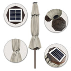EliteShade 9ft Market Patio Umbrella With 80 LED Lights, Ruby