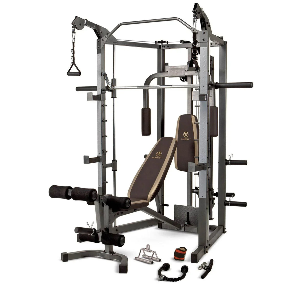 Marcy Full Body Home Exercise Gym, Gray/Brown, 98 x 59 x 82 Inches