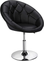 HOMEZY Tufted Swivel Vanity Chair, Black - Height Adjustable, 360-Degree