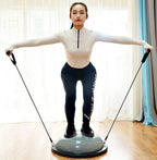 Nice C Half Balance Ball Trainer With Resistance Bands, Foot Pump, 23 inch x 8 inch - Grey