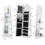 Dextrus Rotating Jewelry Armoire With Full Length Mirror, White