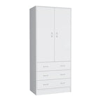 Devali Blue Double-Door Armoire With 3 Drawers And 1 Hanging Rod