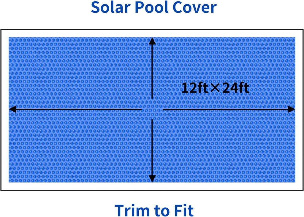 BigXwell 16-Mil Blue Rectangular Solar Pool Cover, 12 x 24 Foot - 1600 Series