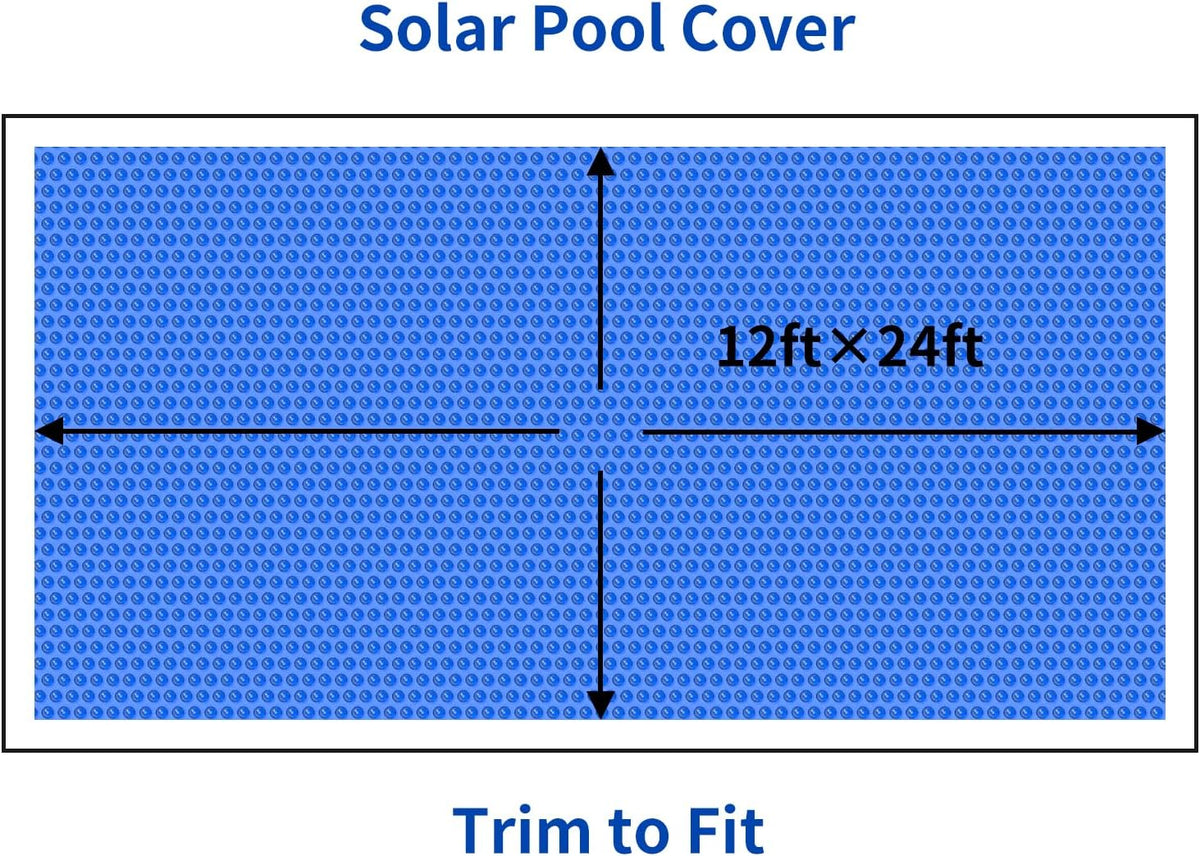 BigXwell 16-Mil Blue Rectangular Solar Pool Cover, 12 x 24 Foot - 1600 Series