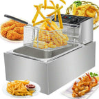 FETCOI Electric Countertop Deep Fryer, 1700W 6L Stainless Steel - Single Tank