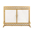 Plow & Hearth Small Cast Iron Scrollwork Fireplace Fire Screen With Doors