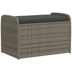 vidaXL Outdoor Poly Rattan Storage Bench With Cushion, Black, 45.3 x 20.1 x 20.5 in