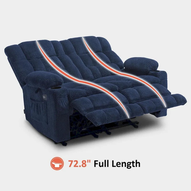 MCombo Power Reclining Loveseat With Heat, Vibration, Cupholders And USB Charge Ports - RS6314