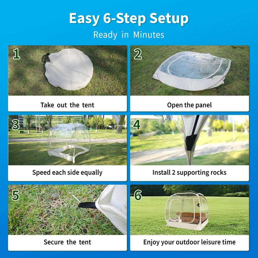 TABU Pop Up Bubble Sports Tent, Clear, 10 x 10 ft, 6-7 People