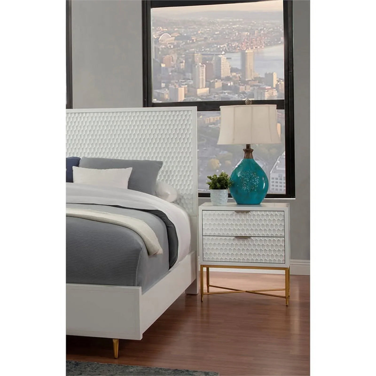 Home Square 3 Piece Furniture Set With 2-Drawer Nightstand And Full Wood Headboard