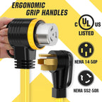 50 Feet 50 Amp RV/Generator Cord, 6/3+8/1 Gauge STW Wire - NEMA 14-50P To SS2-50R