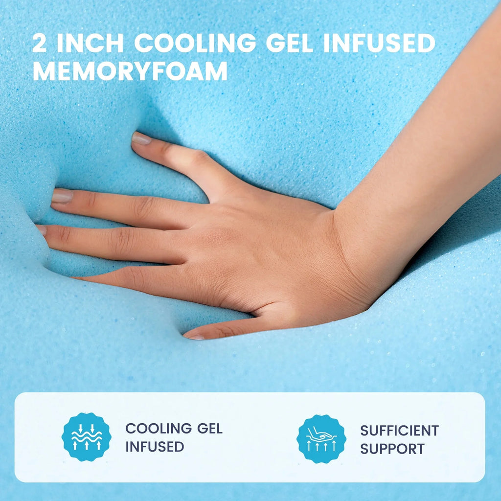 COOLHUT 4-Inch Dual Layer Gel Memory Foam Mattress Topper, King Size, White
