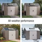 Rubbermaid Resin Outdoor Storage Shed With Floor, 7x7 ft, Gray