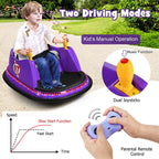 12V Toddler Battery Powered Bumper Car With Dual Joysticks And 360 Degree Spin