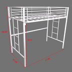 Metal Twin Loft Bed For Kids With Ladders And Safety Guard Rails - White