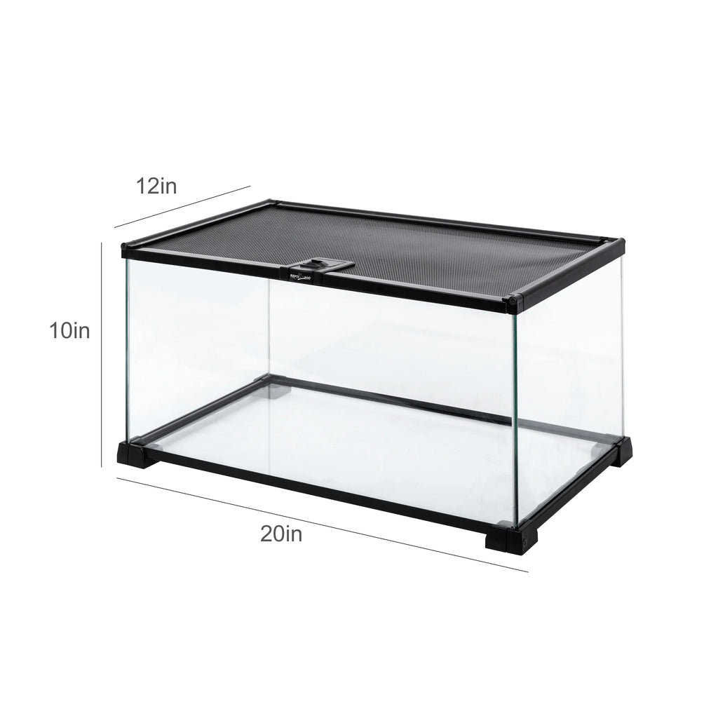 REPTIZOO Knock-Down Mini Glass Reptile Habitat, 20in x 12in x 10in, 10 Gallon