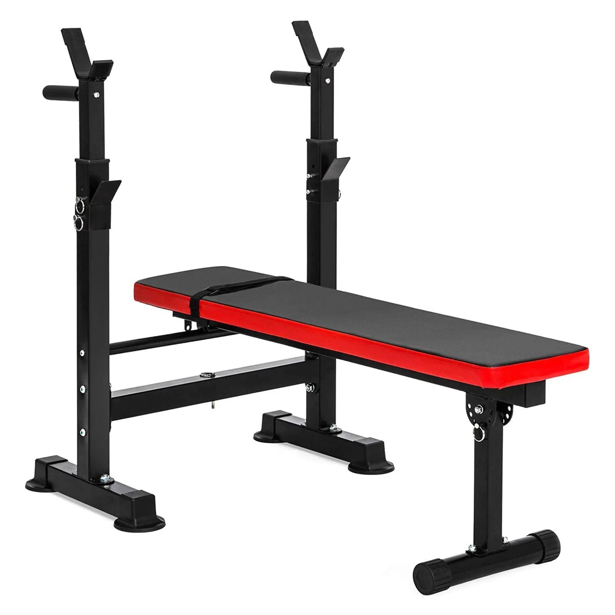Fitvids Adjustable Olympic Workout Bench With Squat Rack And 100-Pound Barbell Weight Set - LX400