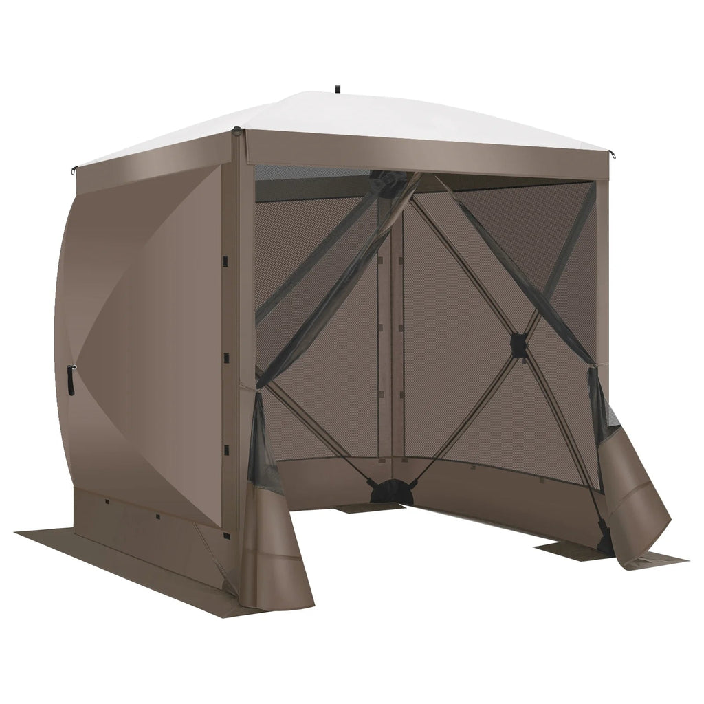 Hoteel Outdoor Pop-Up Gazebo Screen House 6x6ft With 4 Sidewalls And Mosquito Netting - Brown