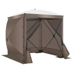 Hoteel Outdoor Pop-Up Gazebo Screen House 6x6ft With 4 Sidewalls And Mosquito Netting - Brown