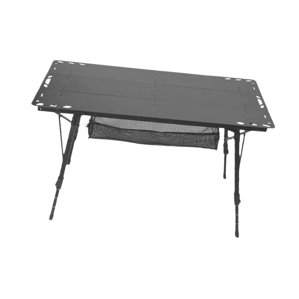 Miulika Folding Camping Table, Aluminum Alloy And PP, 103cm x 55cm, Adjustable Height 45cm-67cm - Black