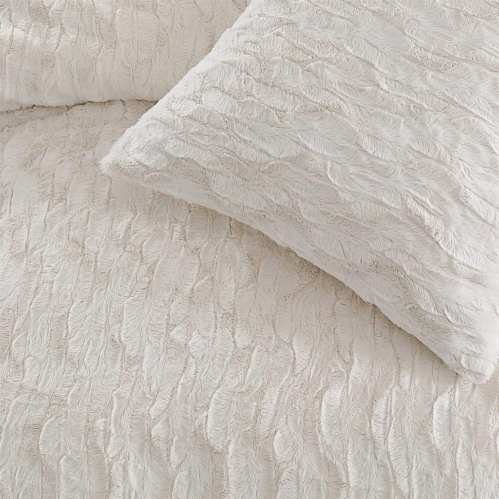 Karl Lagerfeld Paris Heavenly Faux Fur Duvet Set - Ivory