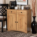 Baxton Studio 2-Door Buffet Kitchen Cabinet, Oak Brown Finished Wood - Lauren