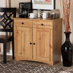 Baxton Studio 2-Door Buffet Kitchen Cabinet, Oak Brown Finished Wood - Lauren