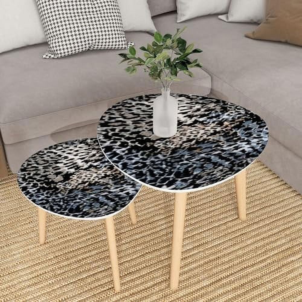 HYHBIBOOM Small Nesting Coffee Table - Colorful Embroidery Border With Bright Flowers And Leaves