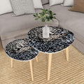 HYHBIBOOM Small Nesting Coffee Table - Colorful Embroidery Border With Bright Flowers And Leaves