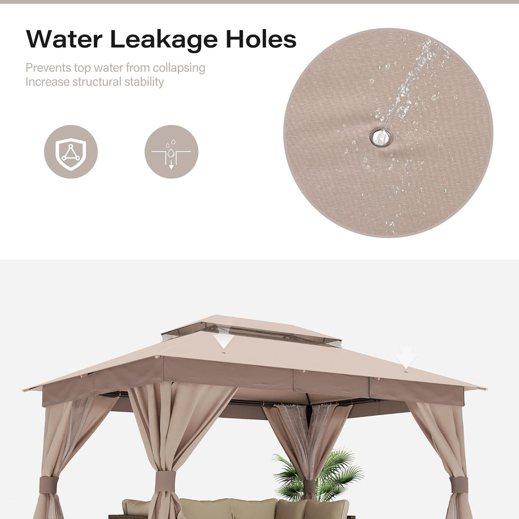 LAUSAINT HOME Outdoor Patio Gazebo 10x13 Khaki