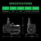VIVOSUN Submersible Water Pump 1600 GPH 100W - Pond And Aquarium
