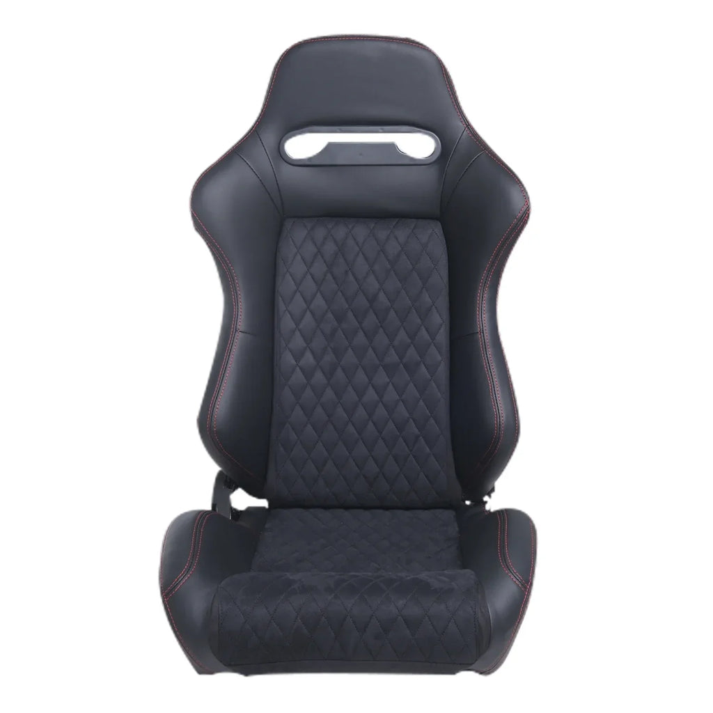 Racing Seats With Double Slider, PVC And Suade Material, Black - Set Of 2 Pieces