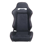 Racing Seats With Double Slider, PVC And Suade Material, Black - Set Of 2 Pieces