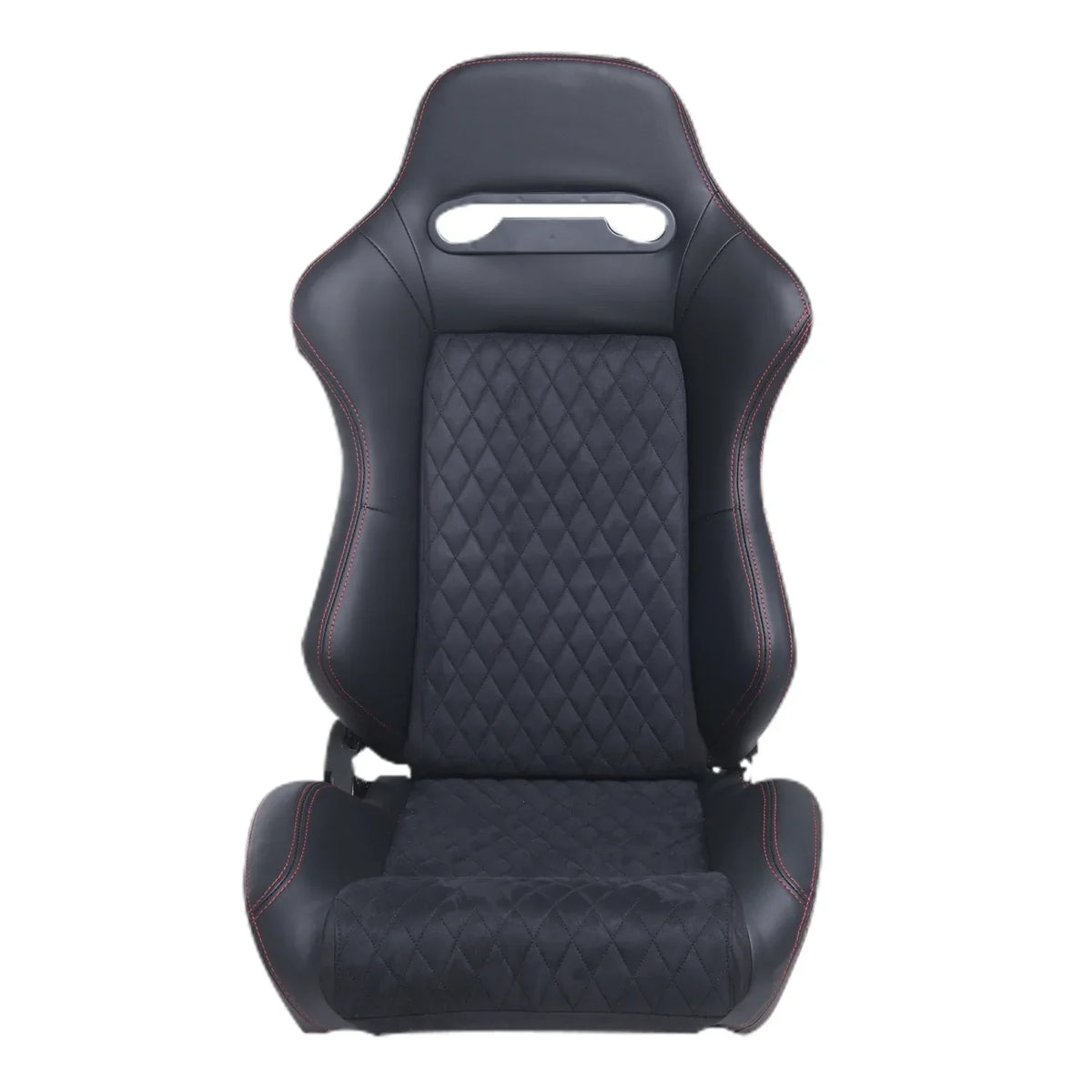 Racing Seats With Double Slider, PVC And Suade Material, Black - Set Of 2 Pieces