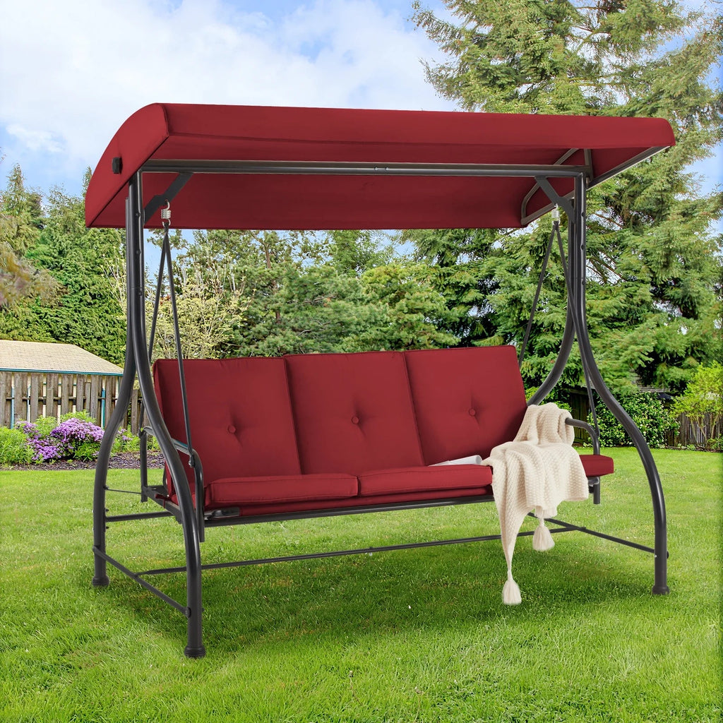 AECOJOY 3-Person Steel Canopy Porch Swing Glider Hammock