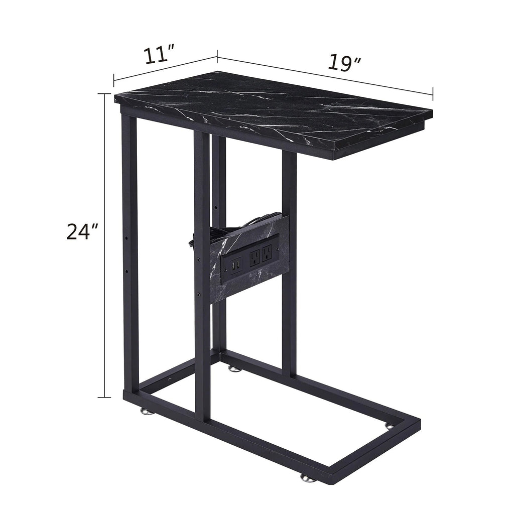 C-Shaped Sofa Side Tables, Set of 2, 11" D x 19" W x 24" H