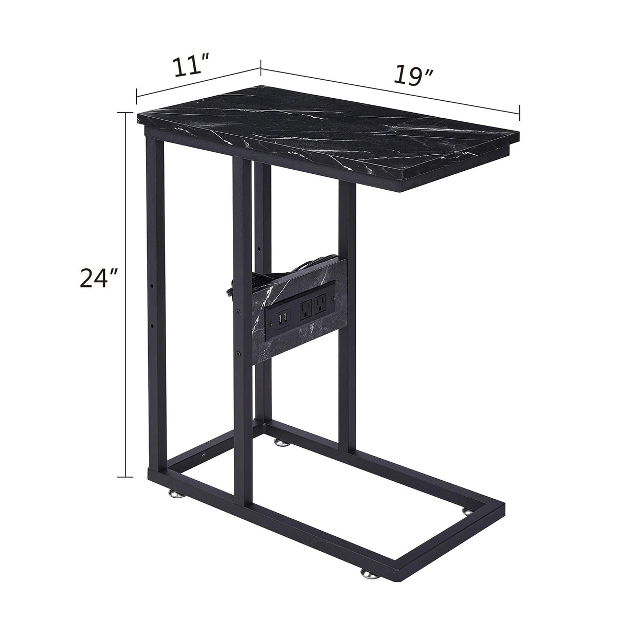 C-Shaped Sofa Side Tables, Set of 2, 11" D x 19" W x 24" H