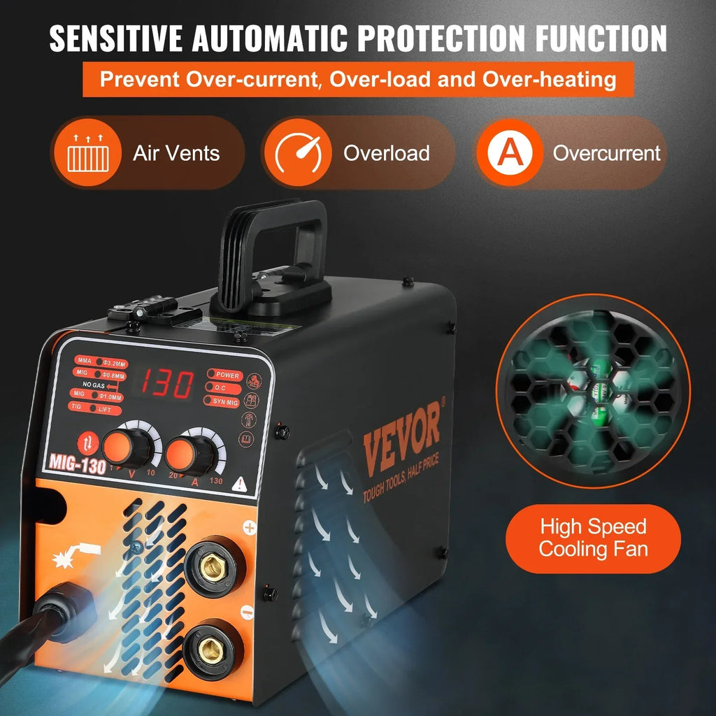 BENTISM MIG Welder Welding Machine 130A Flux Core 3-in-1 MMA/MIG/Lift TIG Welder