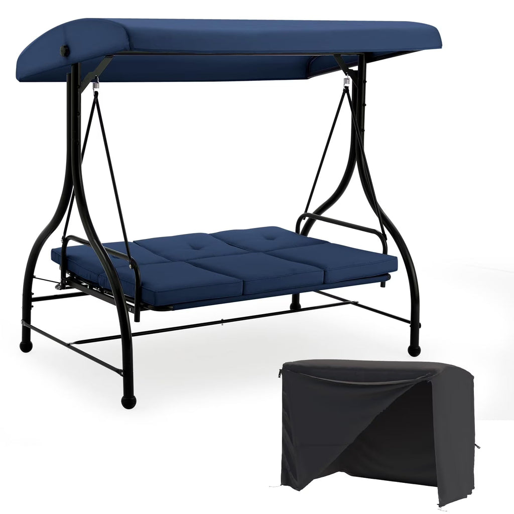 AECOJOY 3-Person Steel Canopy Porch Swing Glider Hammock