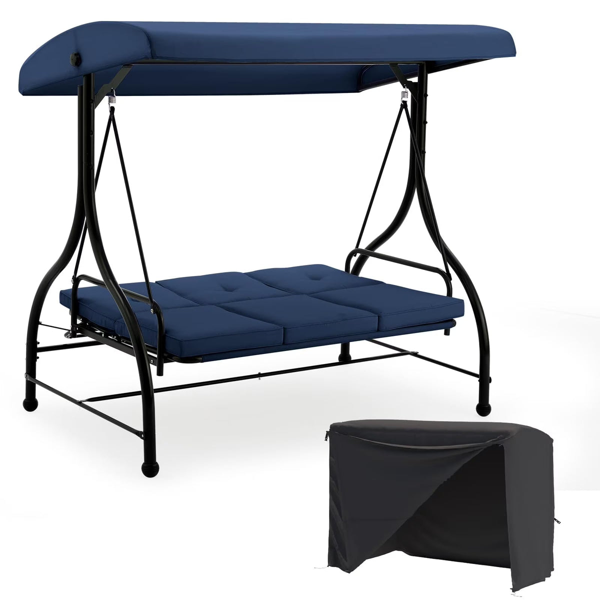 AECOJOY 3-Person Steel Canopy Porch Swing Glider Hammock