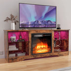 Waleaf TV Stand With 18 in Electric Fireplace And Adjustable Glass Shelves - TVs Up To 65 inch