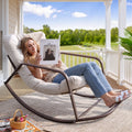 RADIATA Oversized Wicker Papasan Rocking Recliner With Footrest, 450 lbs, Beige