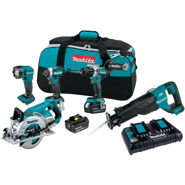 Makita 18V LXT 5.0 Ah Lithium-Ion Brushless Cordless Combo Kit With Oscillating Multi-Tool - XT507PT/XMT03Z